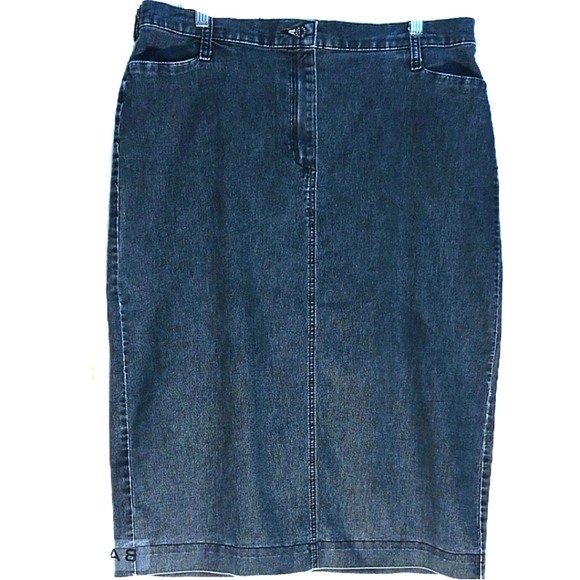 Lee Rider Denim Skirt Straight High Waist Women 14M Altered Fit 35x28 Mid Wash … - Picture 2 of 12